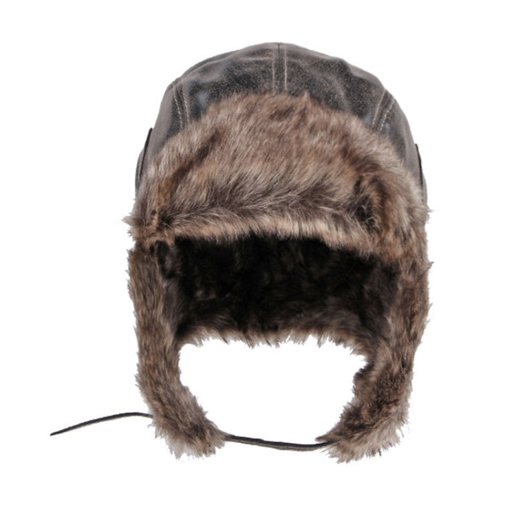 Autumn Winter Imitation Leather Outdoor Ride Hat Ear Protection Pilot Hat