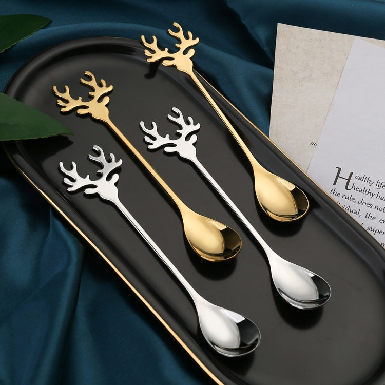 2pcs /Pack Christmas 304 Stainless Steel Deer Stirring Spoon Coffee Dessert Scoop My Store