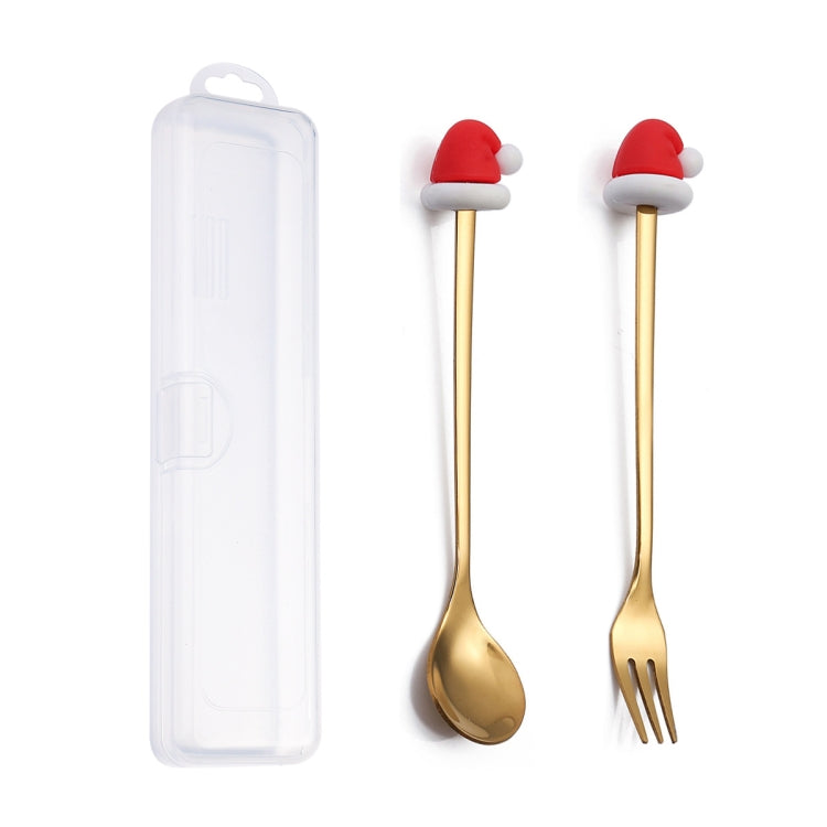 2pcs /Pack Christmas Dessert Fork And Spoon Set Portable Cute Cartoon Tableware My Store