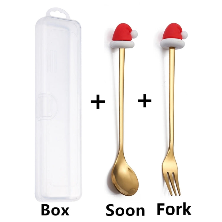 2pcs /Pack Christmas Dessert Fork And Spoon Set Portable Cute Cartoon Tableware My Store