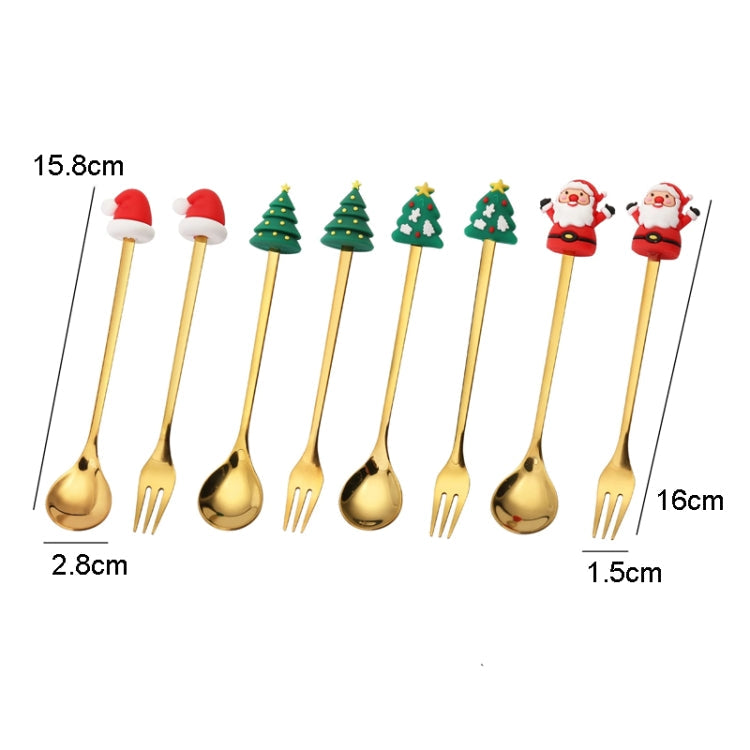 2pcs /Pack Christmas Dessert Fork And Spoon Set Portable Cute Cartoon Tableware My Store