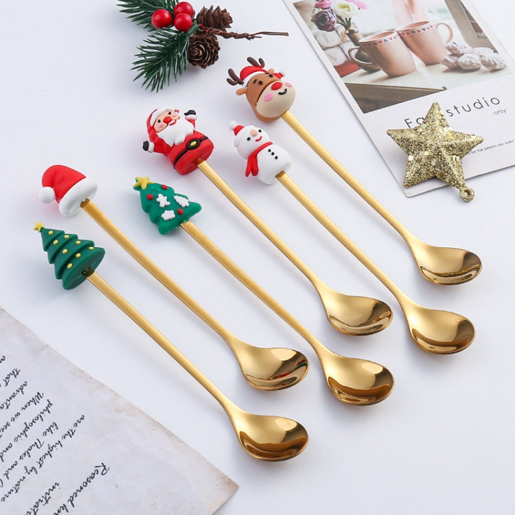 2pcs /Pack Christmas Dessert Fork And Spoon Set Portable Cute Cartoon Tableware My Store