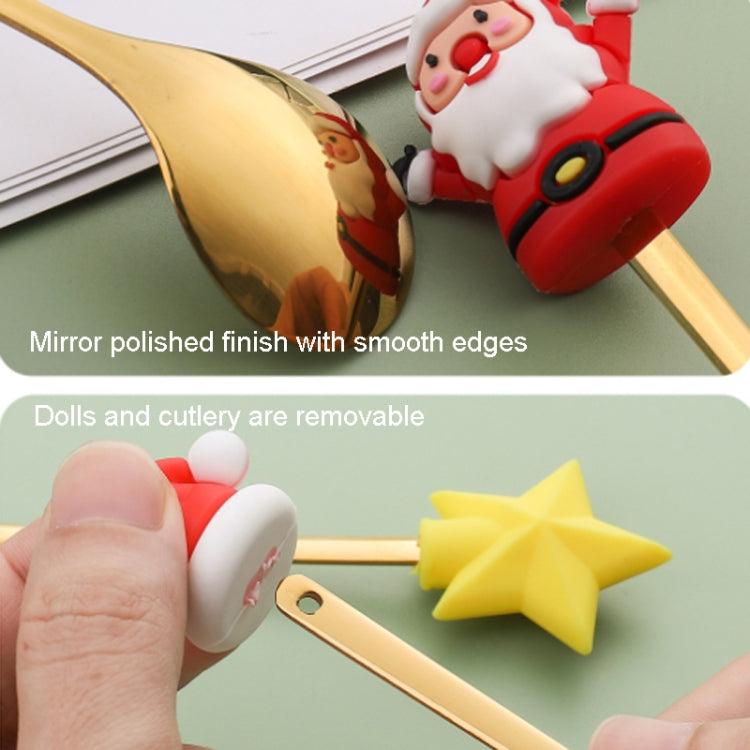 2pcs /Pack Christmas Dessert Fork And Spoon Set Portable Cute Cartoon Tableware My Store