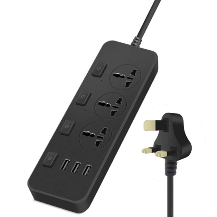 T14 2m 2500W 3 Plugs + 3-USB Ports Multifunctional Socket With Switch Reluova