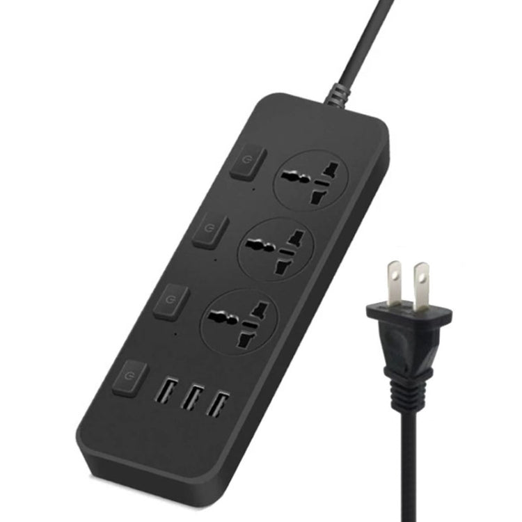 T14 2m 2500W 3 Plugs + 3-USB Ports Multifunctional Socket With Switch