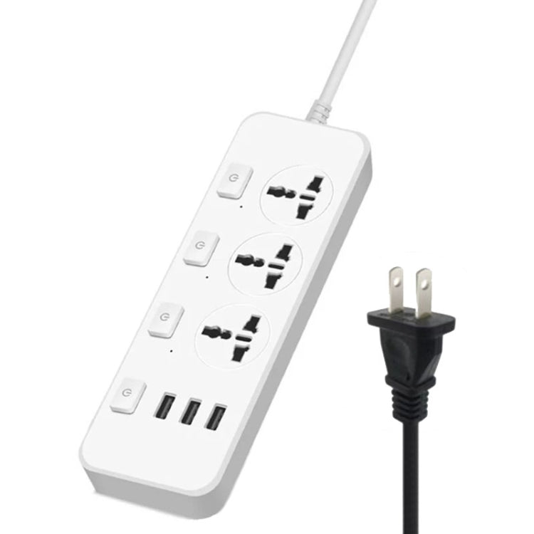 T14 2m 2500W 3 Plugs + 3-USB Ports Multifunctional Socket With Switch