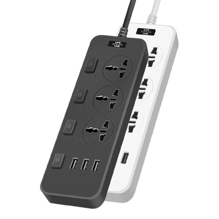 T14 2m 2500W 3 Plugs + 3-USB Ports Multifunctional Socket With Switch