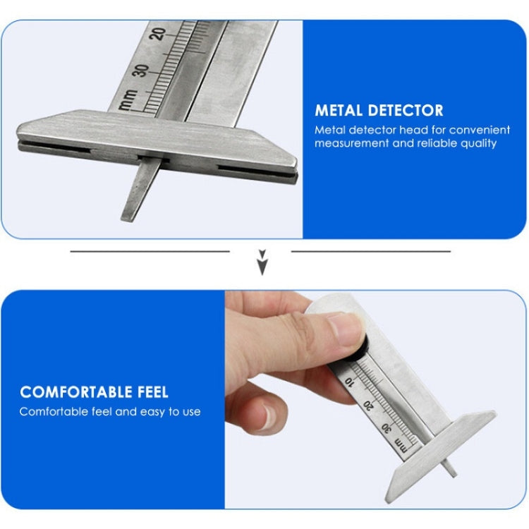 Stainless Steel Tire Tread Vernier Depth Gauge