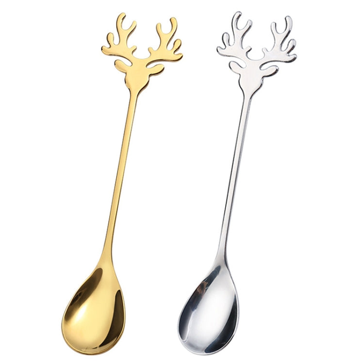 6pcs /Pack Christmas 304 Stainless Steel Deer Stirring Spoon Coffee Dessert Scoop