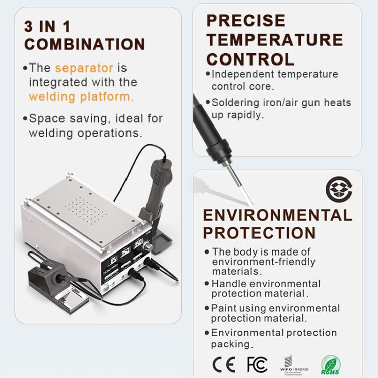 Baku BA-909D+ 750W 3 in 1 Hot Air Soldering Station Screen Remover for Mobile Phone