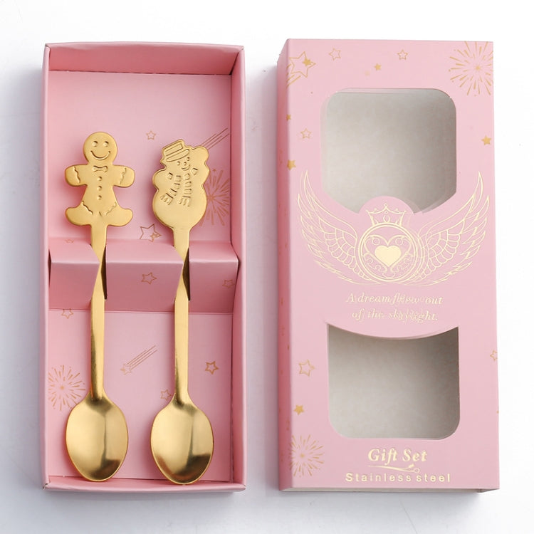 2pcs /Pack Christmas Stainless Steel Spoon Tableware Gift Set