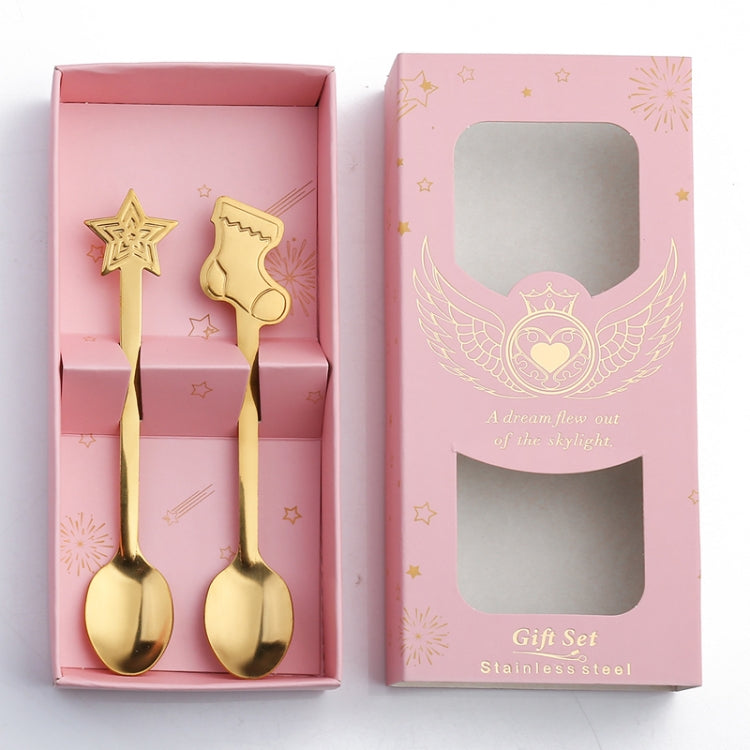 2pcs /Pack Christmas Stainless Steel Spoon Tableware Gift Set