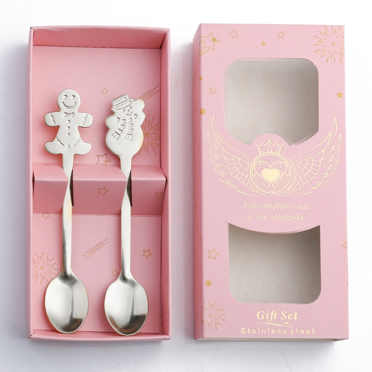 2pcs /Pack Christmas Stainless Steel Spoon Tableware Gift Set