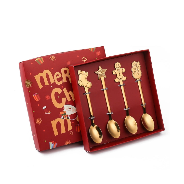 4pcs /Pack Christmas Stainless Steel Spoon Tableware Gift Set