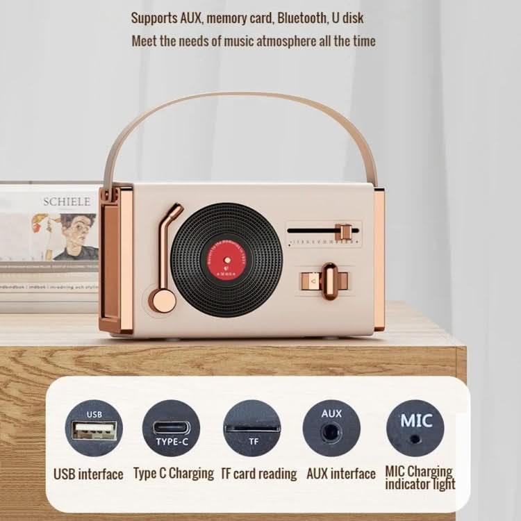 C220 Multifunctional Vinyl Record Player Speaker Portable Handheld Mini Retro Audio