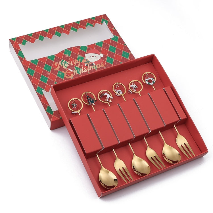 6pcs /Pack Christmas Stainless Steel Spoon And Fork Cutlery Gift Set-Reluova