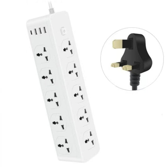 D15 2m 3000W 10 Plugs + PD + 3-USB Ports Vertical Socket With Switch