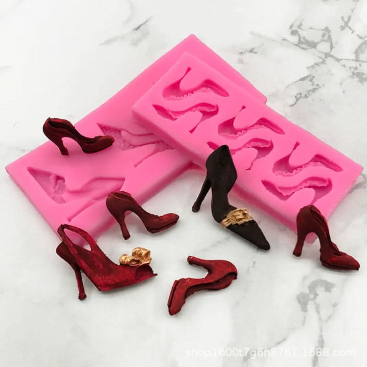 High Heels Sandals Silicone Mold 3D Chocolate Cake Glue Pendant Plaster Mold Reluova