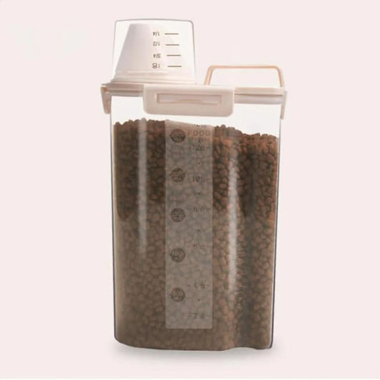 2.5L Pet Food Storage Bucket 4 Snap Dog Food Moisture Proof Sealed Storage Tank(Beige)-Reluova