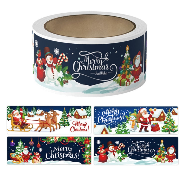 120pcs /Roll Christmas Self-adhesive Label Stickers Cartoon Printed Rectangular Sealing Sticker