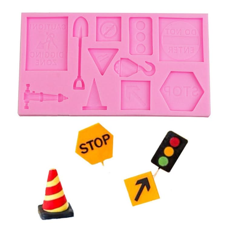 Cartoon Construction Site Tools Engineering Car Cake Decoration Molds Reluova