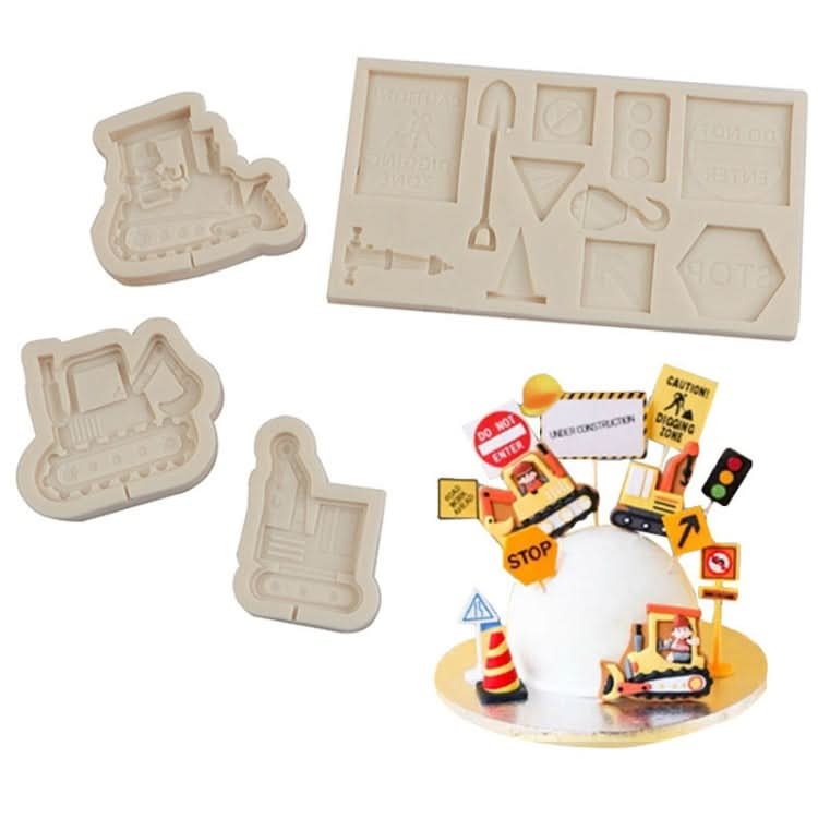 Cartoon Construction Site Tools Engineering Car Cake Decoration Molds Reluova