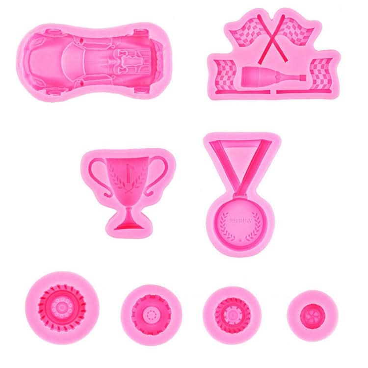 Sports Car Trophy Medal Tire Silicone Mold Glue Plaster Candle Baking Decorative Mold Reluova