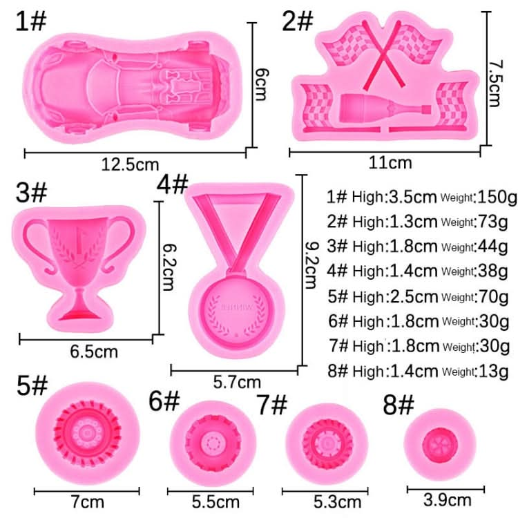 Sports Car Trophy Medal Tire Silicone Mold Glue Plaster Candle Baking Decorative Mold Reluova