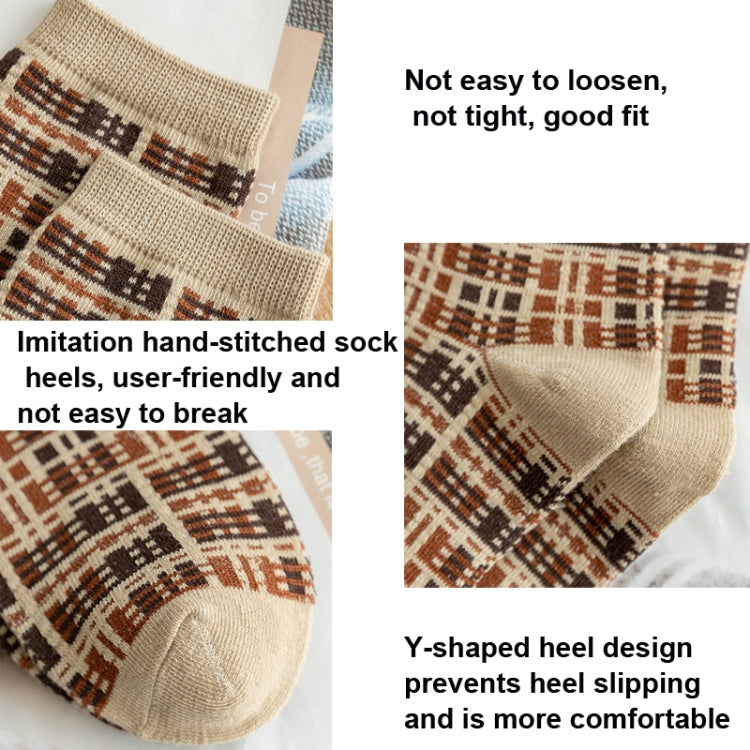 1pair Women Autumn and Winter Socks Brown Color Thick Retro Mid-calf Socks-Reluova