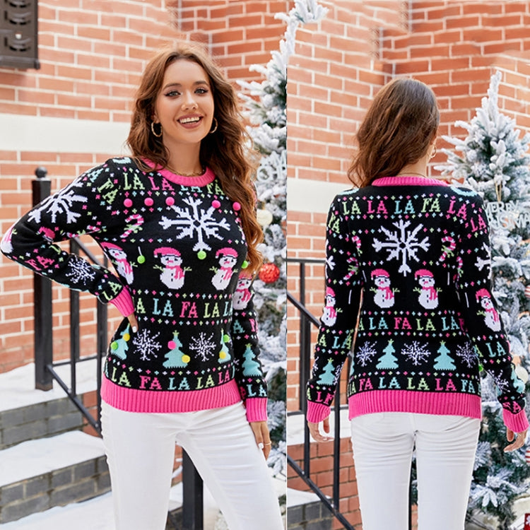 Casual Christmas Snowman Pullover Sweater Women Cartoon Knitwear