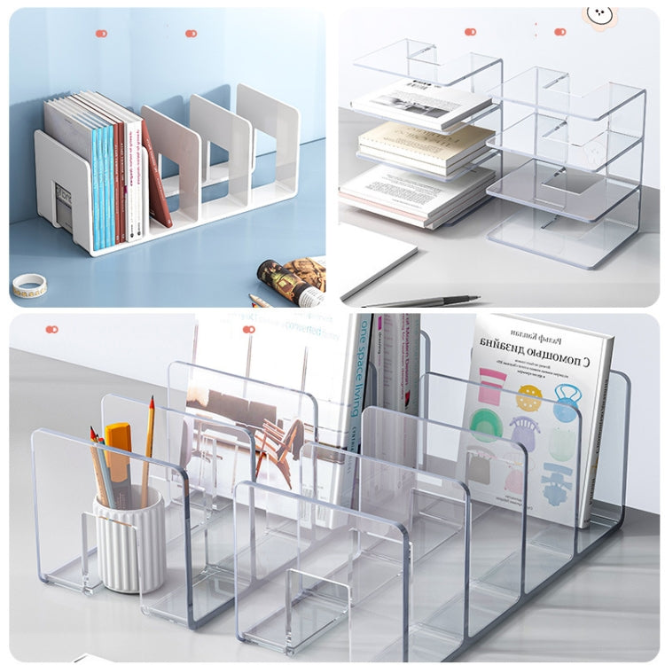 Acrylic Desktop Bookend Book Storage Rack Office Stationery Bookshelf My Store