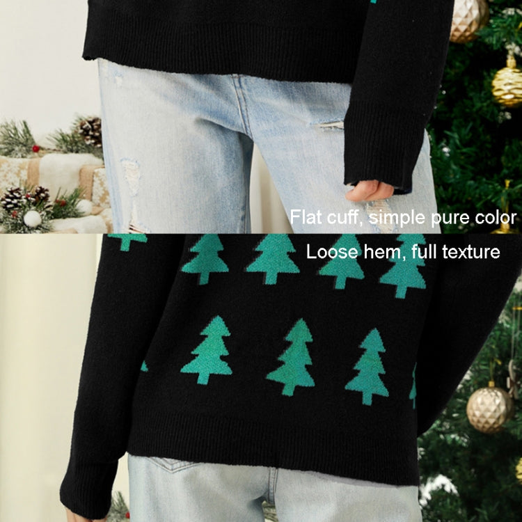 Women Pullover Jacquard Christmas Tree Knitwear Long Sleeve Knit Sweater