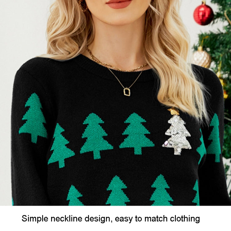 Women Pullover Jacquard Christmas Tree Knitwear Long Sleeve Knit Sweater