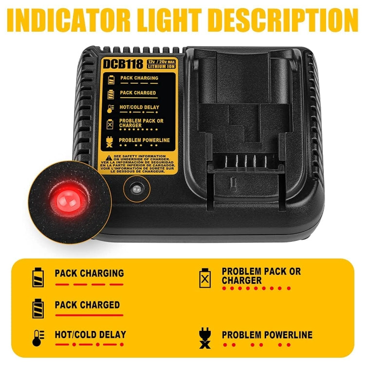 DCB118 For Dewalt 12V-20V Electric Tool Battery Charger