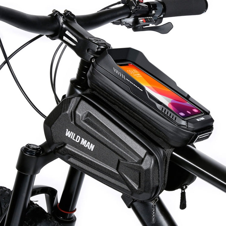 WILD MAN XT6 1.2L Mountain Bike EVA Hard Shell Waterproof Phone Touch Screen Top Tube Bag Reluova