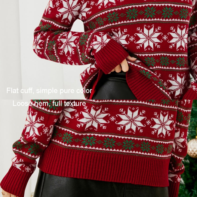 Women Round Neck Christmas Knitwear Long Sleeve Snowflake Christmas Sweater