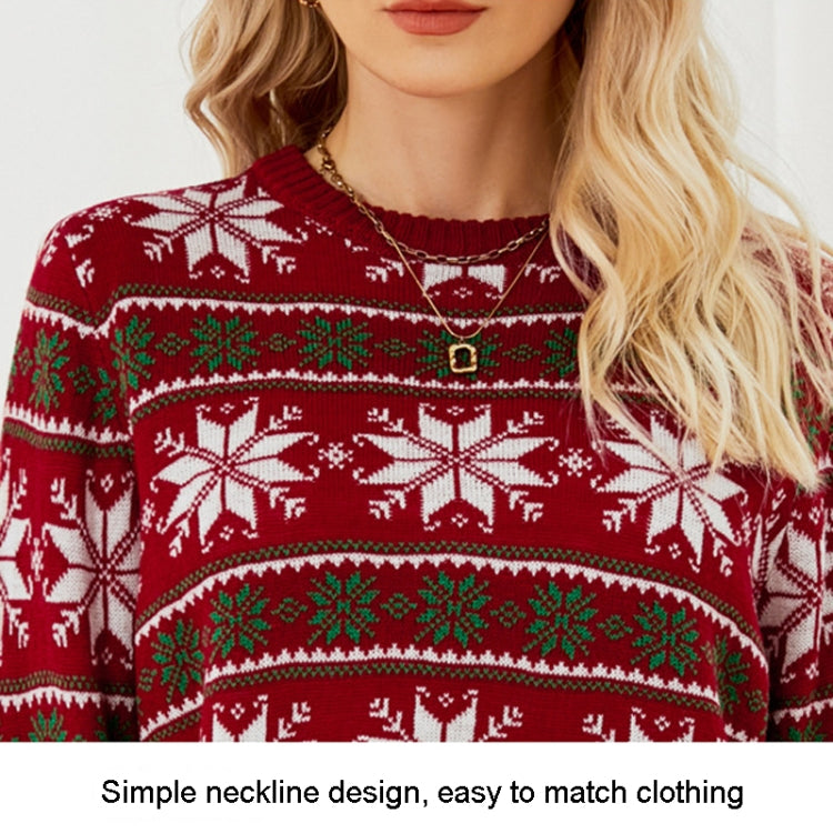 Women Round Neck Christmas Knitwear Long Sleeve Snowflake Christmas Sweater