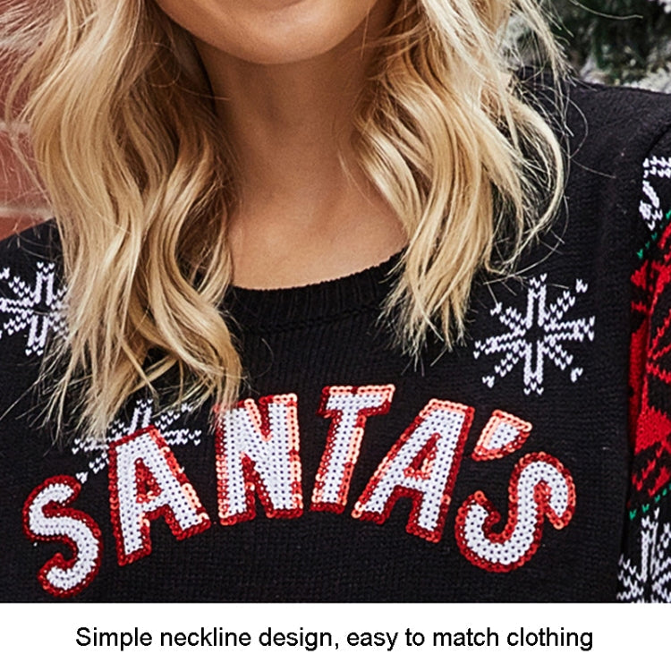 Christmas Women Pullover Sweater Santa Claus Embroidery Crew Neck Knit Sweater My Store