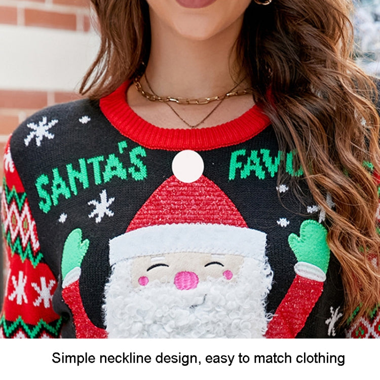 Santa Claus Embroidered Sweater Women Cute Pullover Short Sweater