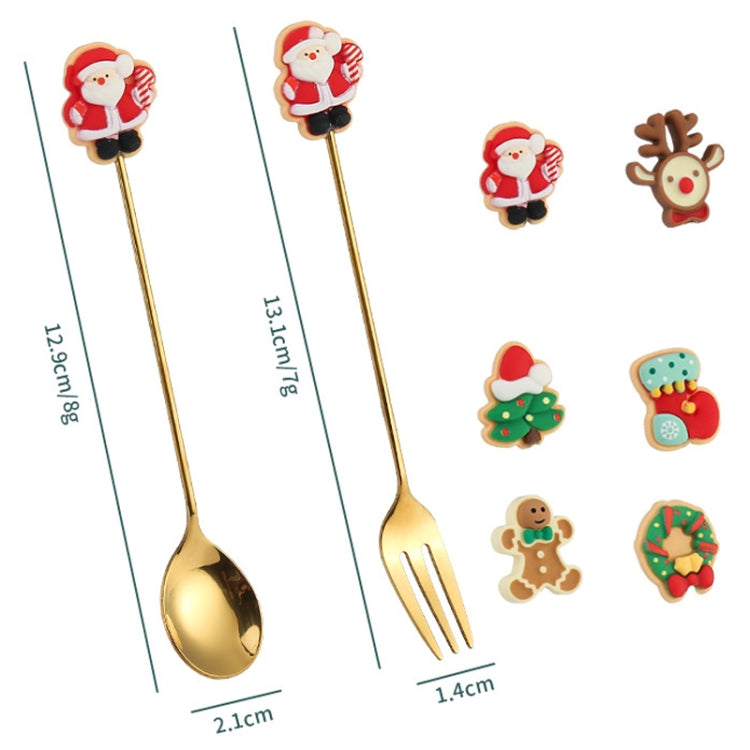 4pcs /Pack Christmas Gift Spoon Cartoon Fruit Fork Dessert Coffee Scoop