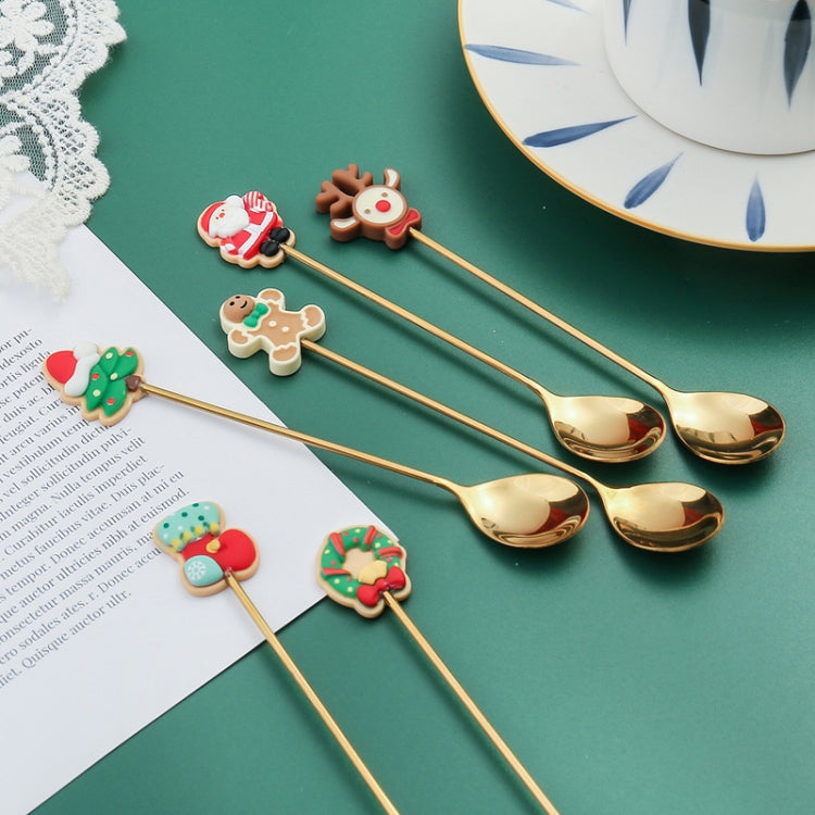 4pcs /Pack Christmas Gift Spoon Cartoon Fruit Fork Dessert Coffee Scoop