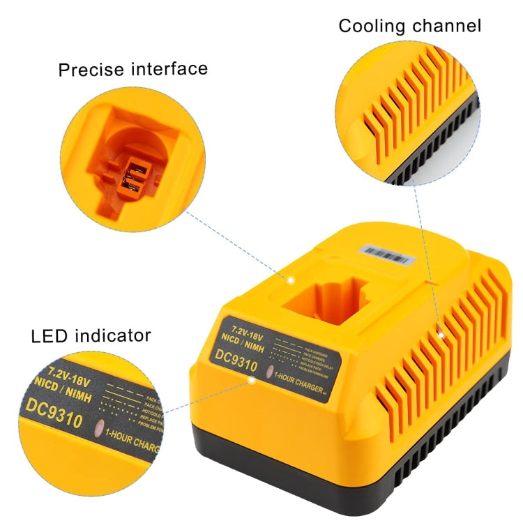 DCB9310 Fast Battery Charger for Dewalt 7.2V-18V XRP NI-CD NI-MH Battery