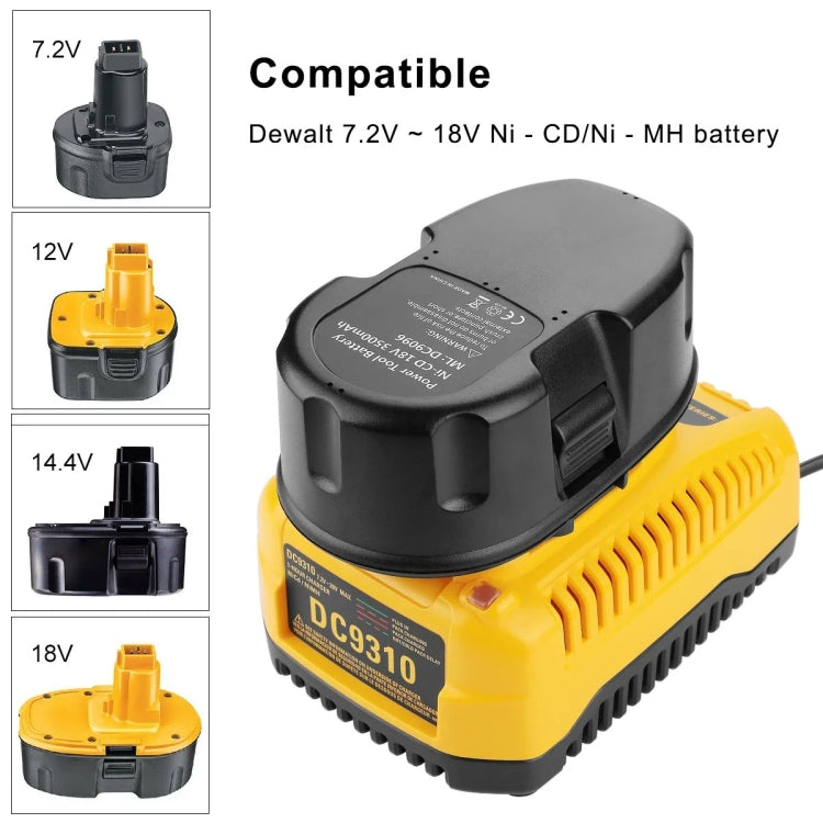 DCB9310 Fast Battery Charger for Dewalt 7.2V-18V XRP NI-CD NI-MH Battery