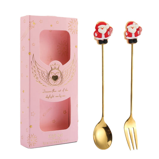 2pcs /Pack Christmas Gift Spoon Cartoon Fruit Fork Dessert Coffee Scoop My Store