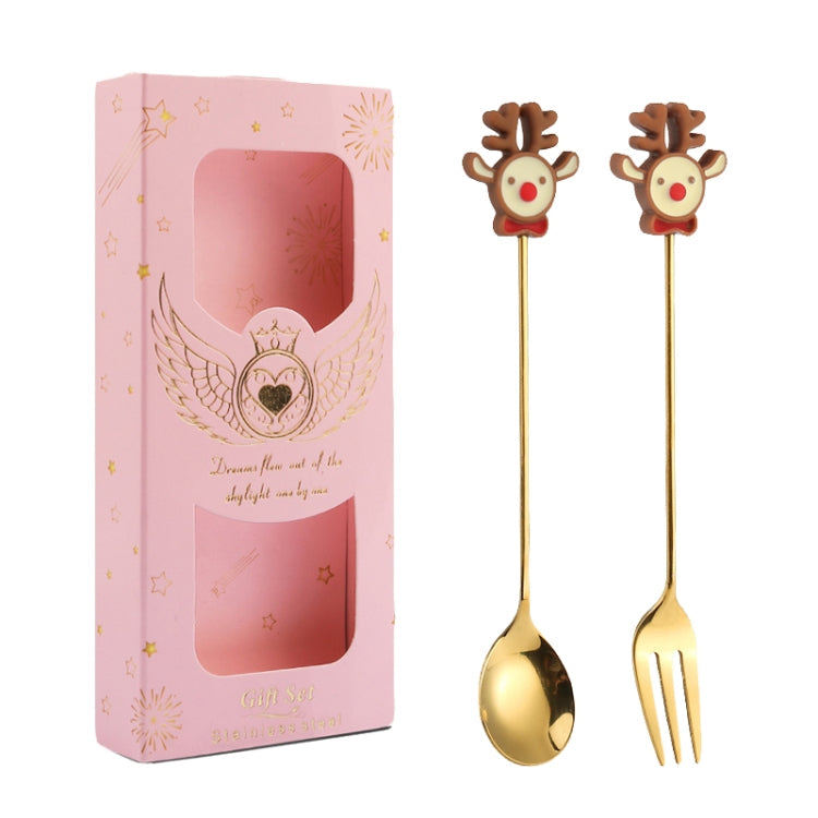 2pcs /Pack Christmas Gift Spoon Cartoon Fruit Fork Dessert Coffee Scoop My Store