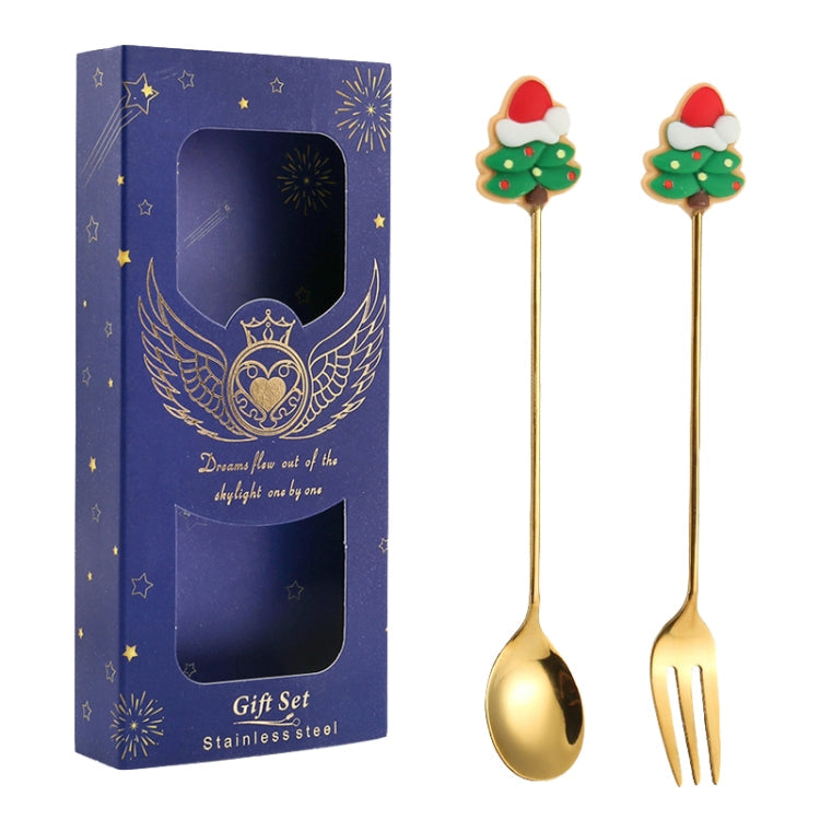 2pcs /Pack Christmas Gift Spoon Cartoon Fruit Fork Dessert Coffee Scoop My Store