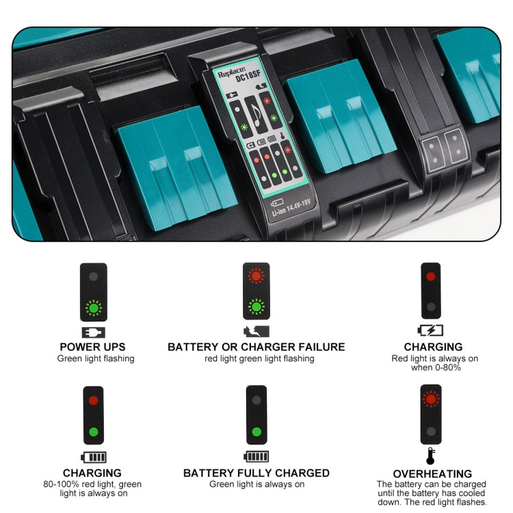 4 Ports 14.4-18V Lithium-Ion Charger DC18SF For Makita BL1430 / BL1820 / BL1830 / BL1850