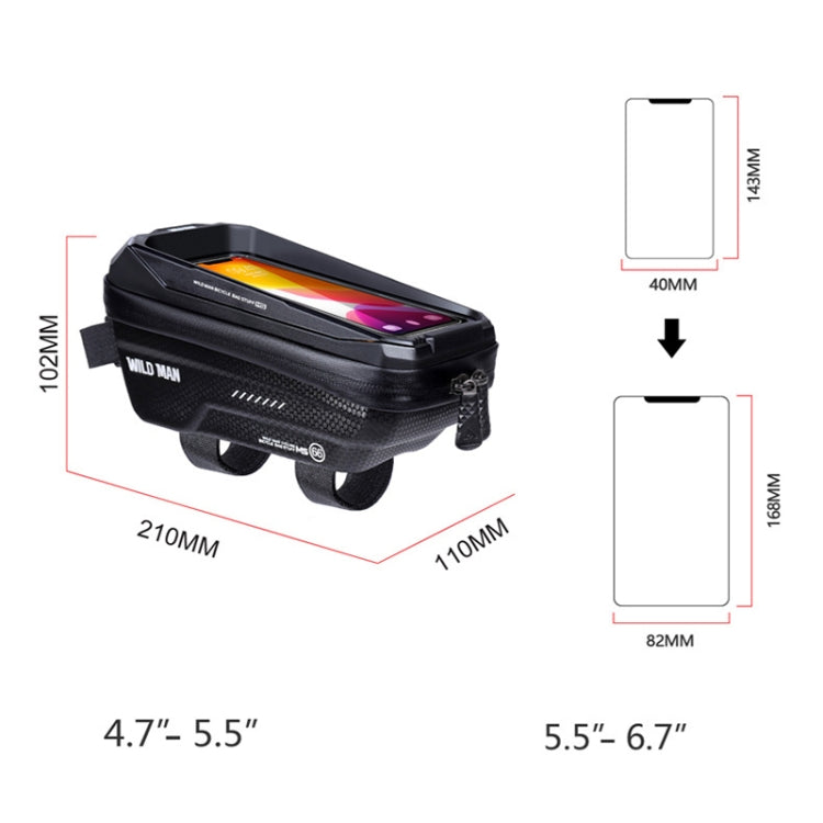 WILD MAN MS66 1.2L EVA Hard Shell Bicycle Front Beam Bag Cycling Touch Screen Phone Bag Reluova