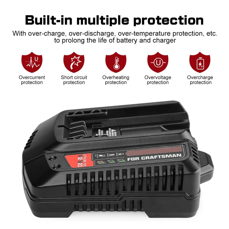 For Craftsman CMCB202 / CMCB204 / CMCB209 Electric Tool 20V Lithium Battery Charger