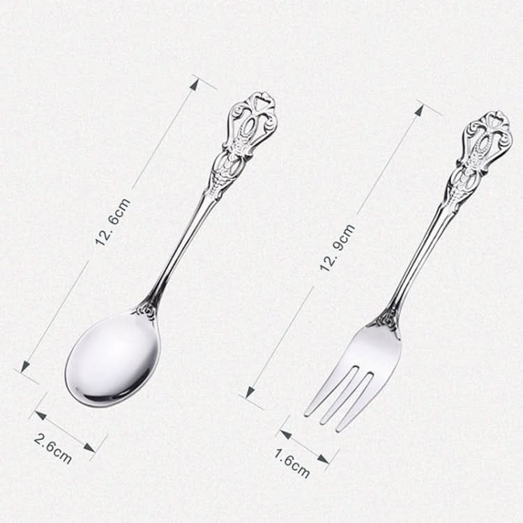 2pcs /Pack Retro Openwork Carved Dessert Spoon Fork Set Engraved Cutlery Gift Box-Reluova